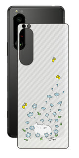 Sony Xperia 5 III用 【コラボ プリント Design by すいかねこ 010 】 カーボン調 背面 保護 フィルム 日本製