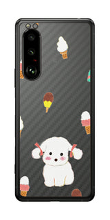 Sony Xperia 5 III用 【コラボ プリント Design by よこお さとみ 002 】 カーボン調 背面 保護 フィルム 日本製