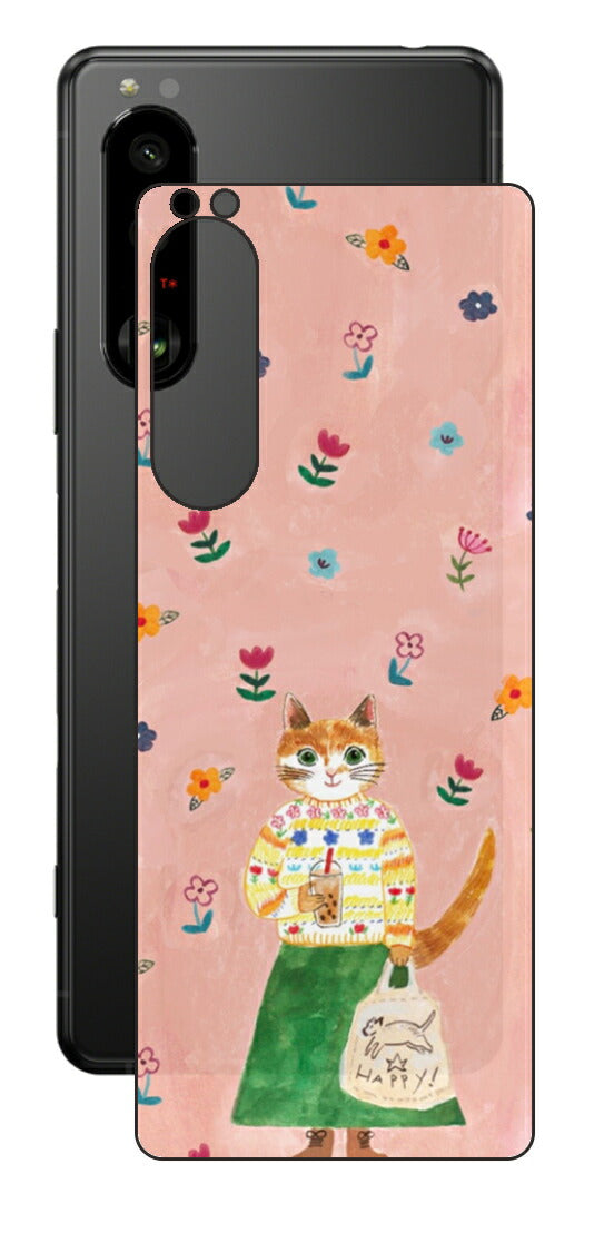 Sony Xperia 5 III用 【コラボ プリント Design by よこお さとみ 004 】 背面 保護 フィルム 日本製