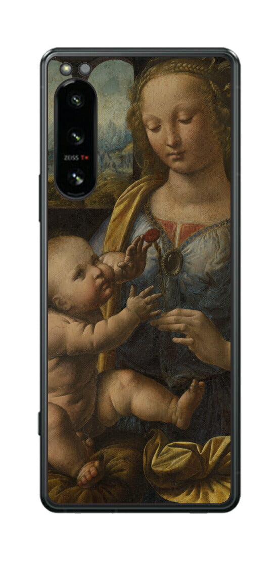 Sony Xperia 5 IV用 背面 保護 フィルム 名画 プリント ダ・ヴィンチ カーネションの聖母（ レオナルド・ダ・ヴィンチ Leonardo da Vinci ）