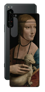Sony Xperia 5 IV用 背面 保護 フィルム 名画 プリント ダ・ヴィンチ 白貂を抱く貴婦人( レオナルド・ダ・ヴィンチ Leonardo da Vinci )