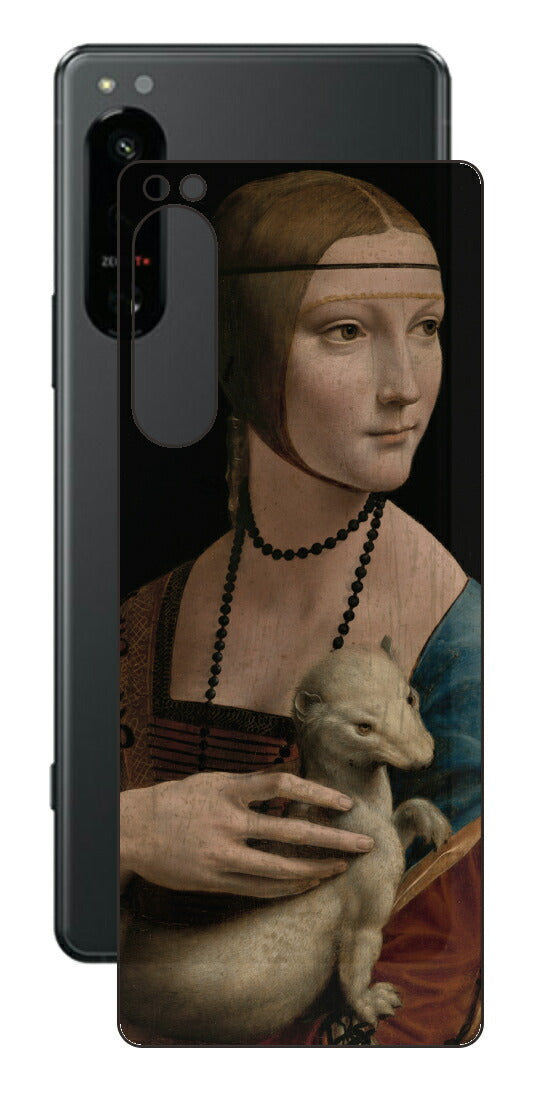 Sony Xperia 5 IV用 背面 保護 フィルム 名画 プリント ダ・ヴィンチ 白貂を抱く貴婦人（ レオナルド・ダ・ヴィンチ Leonardo da Vinci ）