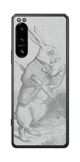 Sony Xperia 5 IV用 背面 保護 フィルム 名画プリント ジョン・テニエル ( John Tenniel ) 白ウサギ