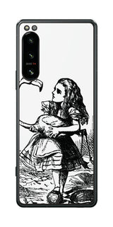 Sony Xperia 5 IV用 背面 保護 フィルム 名画プリント ジョン・テニエル ( John Tenniel ) フラミンゴでクロッケーをする場面