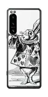 Sony Xperia 5 IV用 背面 保護 フィルム 名画プリント ジョン・テニエル ( John Tenniel ) 白ウサギ(ラッパ)
