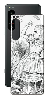 Sony Xperia 5 IV用 背面 保護 フィルム 名画プリント ジョン・テニエル ( John Tenniel ) トランプがアリスにとびかかる場面