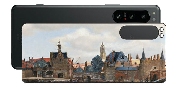 Sony Xperia 5 IV用 背面 保護 フィルム 名画 プリント フェルメール デルフトの眺望 （ ヨハネス・フェルメール Johannes Vermeer ）