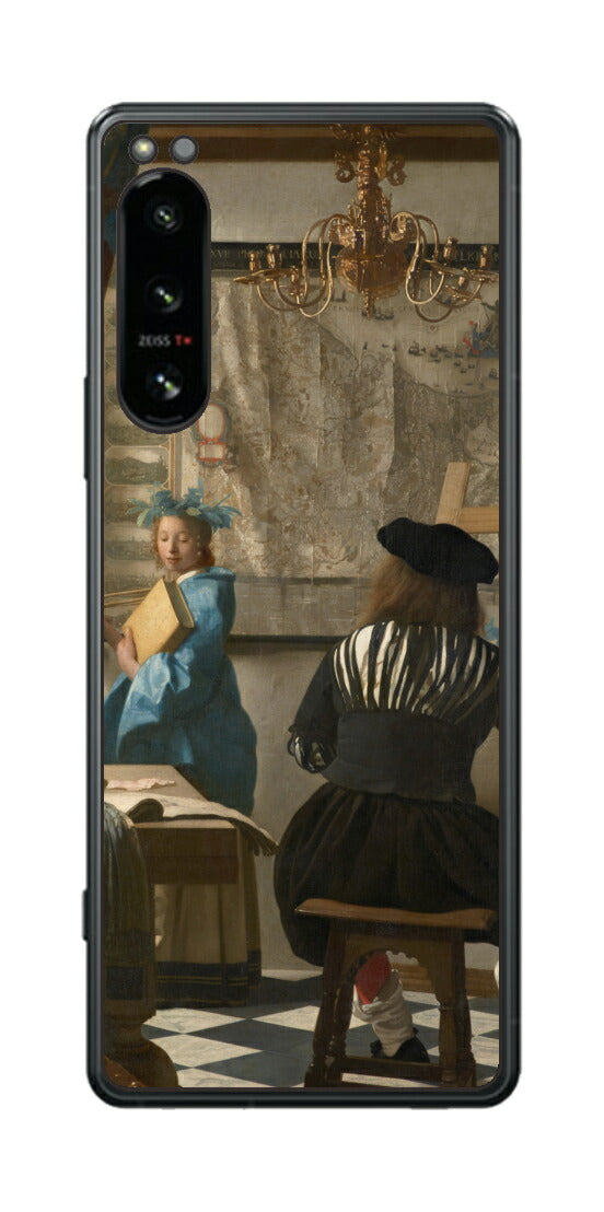 Sony Xperia 5 IV用 背面 保護 フィルム 名画 プリント フェルメール 絵画の芸術 （ ヨハネス・フェルメール Johannes Vermeer ）
