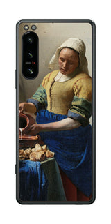 Sony Xperia 5 IV用 背面 保護 フィルム 名画 プリント フェルメール 牛乳を注ぐ女 ( ヨハネス・フェルメール Johannes Vermeer )