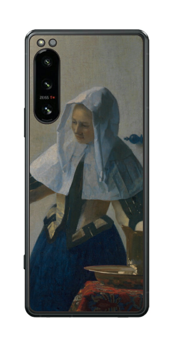 Sony Xperia 5 IV用 背面 保護 フィルム 名画 プリント フェルメール 水差しを持つ若い女性 （ ヨハネス・フェルメール Johannes Vermeer ）