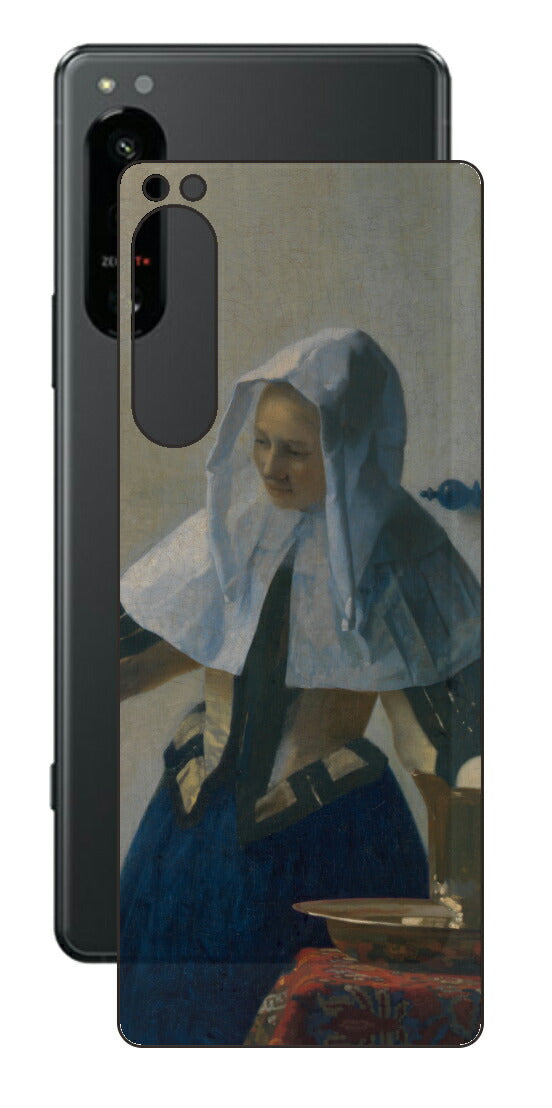 Sony Xperia 5 IV用 背面 保護 フィルム 名画 プリント フェルメール 水差しを持つ若い女性 （ ヨハネス・フェルメール Johannes Vermeer ）