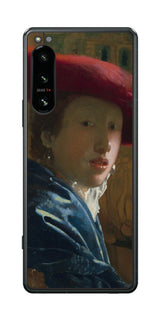 Sony Xperia 5 IV用 背面 保護 フィルム 名画 プリント フェルメール 赤い帽子の少女 （ ヨハネス・フェルメール Johannes Vermeer ）