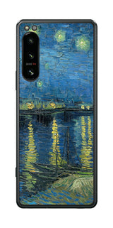 Sony Xperia 5 IV用 背面 保護 フィルム 名画 プリント ゴッホ ローヌの星月夜( フィンセント ファン ゴッホ Vincent Willem van Gogh )