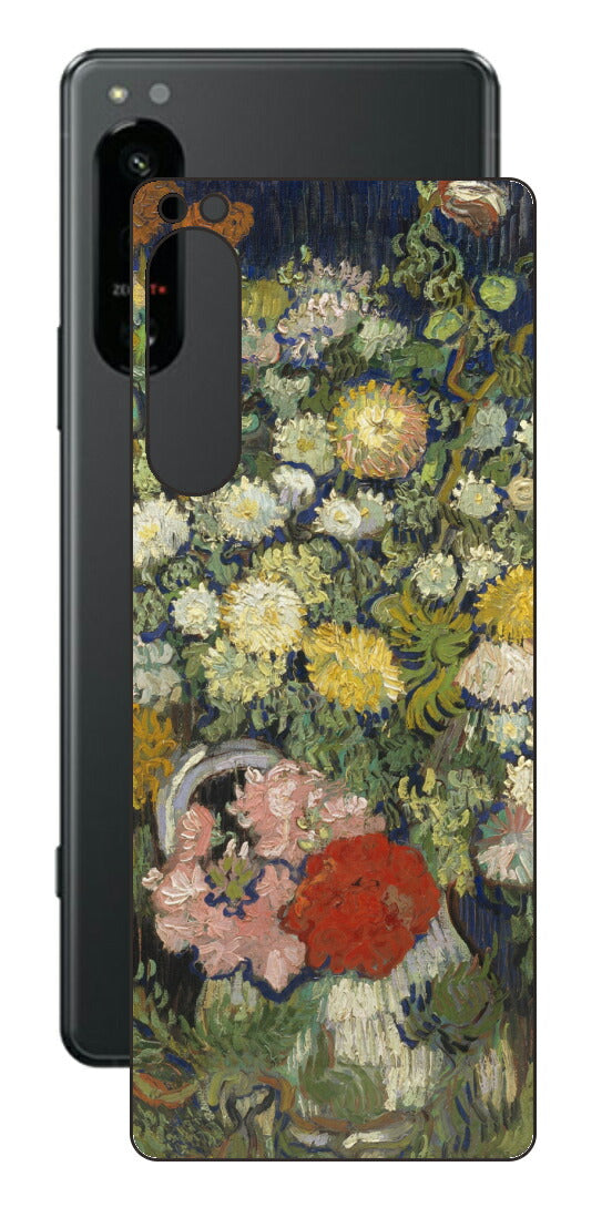 Sony Xperia 5 IV用 背面 保護 フィルム 名画 プリント ゴッホ 花瓶の花の花束（ フィンセント ファン ゴッホ Vincent Willem van Gogh ）