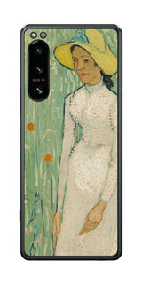 Sony Xperia 5 IV用 背面 保護 フィルム 名画 プリント ゴッホ 白衣の少女( フィンセント ファン ゴッホ Vincent Willem van Gogh )