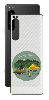 Sony Xperia 5 IV用 【コラボ プリント Design by すいかねこ 005 】 カーボン調 背面 保護 フィルム 日本製
