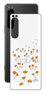Sony Xperia 5 IV用 【コラボ プリント Design by すいかねこ 006 】 背面 保護 フィルム 日本製