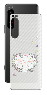 Sony Xperia 5 IV用 【コラボ プリント Design by すいかねこ 007 】 カーボン調 背面 保護 フィルム 日本製