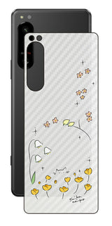 Sony Xperia 5 IV用 【コラボ プリント Design by すいかねこ 009 】 カーボン調 背面 保護 フィルム 日本製