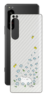 Sony Xperia 5 IV用 【コラボ プリント Design by すいかねこ 010 】 カーボン調 背面 保護 フィルム 日本製