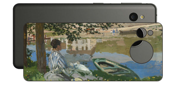 AQUOS sense7用 背面 保護 フィルム 名画プリント クロード・モネ （ Claude Monet ) セーヌ河岸、ベンヌクール