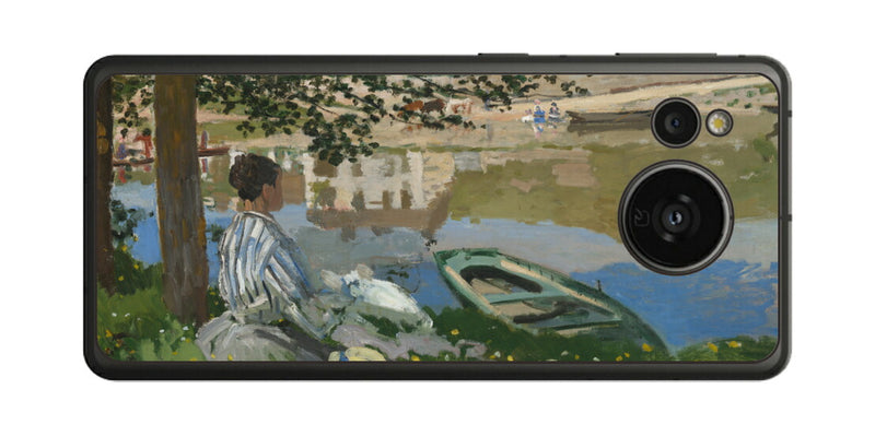 AQUOS sense7用 背面 保護 フィルム 名画プリント クロード・モネ （ Claude Monet ) セーヌ河岸、ベンヌクール
