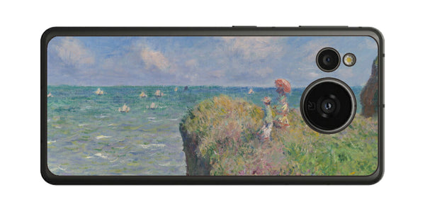 AQUOS sense7用 背面 保護 フィルム 名画プリント クロード・モネ （ Claude Monet ) プールヴィルの断崖の上の散歩