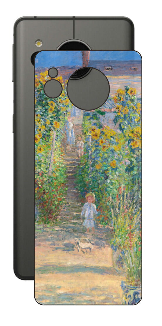 AQUOS sense7用 背面 保護 フィルム 名画プリント クロード・モネ （ Claude Monet ) ヴェトゥイユの画家の庭