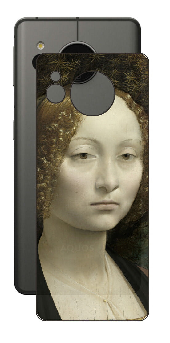 AQUOS sense7用 背面 保護 フィルム 名画 プリント ダ・ヴィンチ ジネーヴラ・デ・ベンチの肖像（ レオナルド・ダ・ヴィンチ Leonardo da Vinci ）