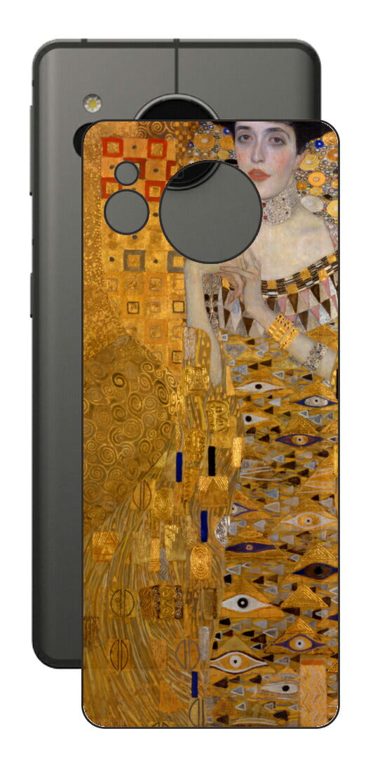 シャープ AQUOS sense7用 背面 保護 フィルム 名画プリント グスタフ クリムト アデーレ・ブロッホ＝バウアーの肖像Ⅰ