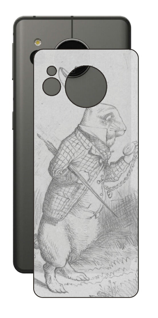 AQUOS sense7用 背面 保護 フィルム 名画プリント ジョン・テニエル （ John Tenniel ) 白ウサギ