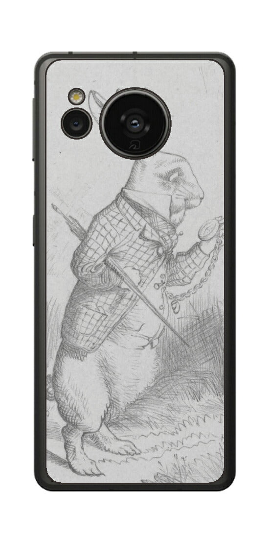 AQUOS sense7用 背面 保護 フィルム 名画プリント ジョン・テニエル （ John Tenniel ) 白ウサギ