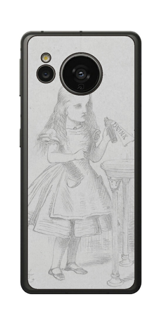 AQUOS sense7用 背面 保護 フィルム 名画プリント ジョン・テニエル （ John Tenniel ) 「私を飲んで」と書かれた瓶の場面