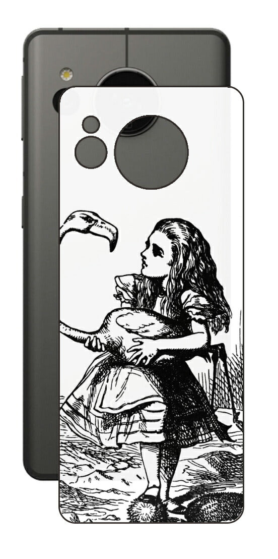 AQUOS sense7用 背面 保護 フィルム 名画プリント ジョン・テニエル （ John Tenniel ) フラミンゴでクロッケーをする場面