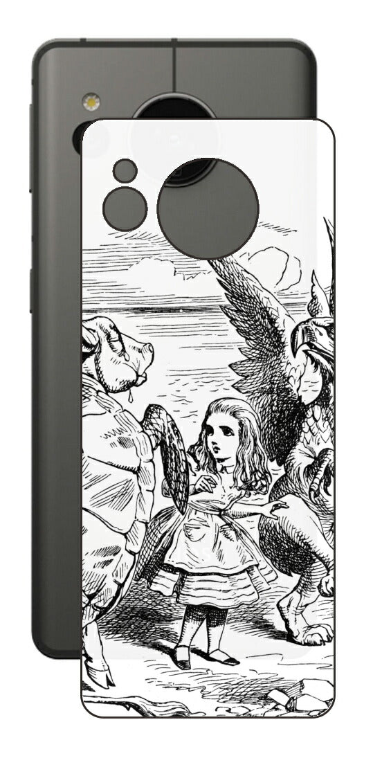 AQUOS sense7用 背面 保護 フィルム 名画プリント ジョン・テニエル （ John Tenniel ) 海ガメもどきとグリフォン