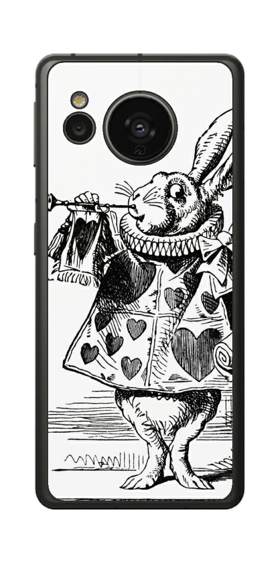 AQUOS sense7用 背面 保護 フィルム 名画プリント ジョン・テニエル （ John Tenniel ) 白ウサギ(ラッパ)