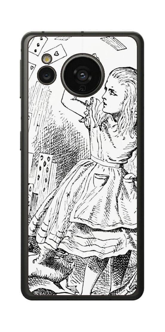 AQUOS sense7用 背面 保護 フィルム 名画プリント ジョン・テニエル （ John Tenniel ) トランプがアリスにとびかかる場面