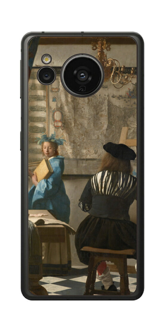 AQUOS sense7用 背面 保護 フィルム 名画 プリント フェルメール 絵画の芸術 （ ヨハネス・フェルメール Johannes Vermeer ）