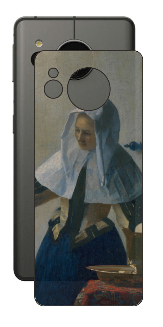 AQUOS sense7用 背面 保護 フィルム 名画 プリント フェルメール 水差しを持つ若い女性 （ ヨハネス・フェルメール Johannes Vermeer ）