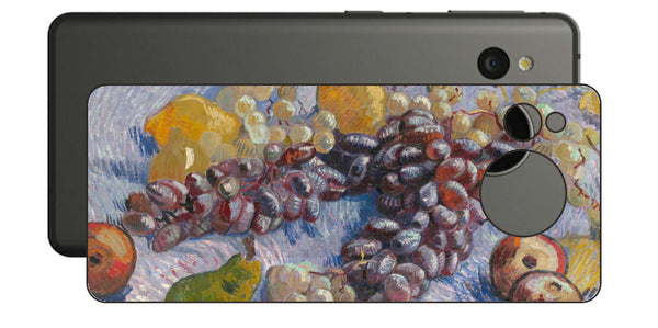 AQUOS sense7用 背面 保護 フィルム 名画 プリント ゴッホ ぶどう、レモン、梨、りんご（ フィンセント ファン ゴッホ Vincent Willem van Gogh ）