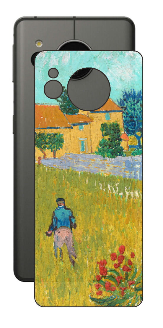 AQUOS sense7用 背面 保護 フィルム 名画 プリント ゴッホ プロヴァンスの農家（ フィンセント ファン ゴッホ Vincent Willem van Gogh ）