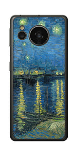 AQUOS sense7用 背面 保護 フィルム 名画 プリント ゴッホ ローヌの星月夜（ フィンセント ファン ゴッホ Vincent Willem van Gogh ）