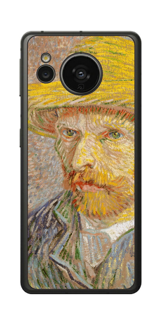 AQUOS sense7用 背面 保護 フィルム 名画 プリント ゴッホ 麦わらの自画像（ フィンセント ファン ゴッホ Vincent Willem van Gogh ）