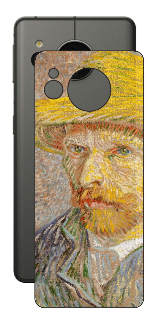 AQUOS sense7用 背面 保護 フィルム 名画 プリント ゴッホ 麦わらの自画像（ フィンセント ファン ゴッホ Vincent Willem van Gogh ）
