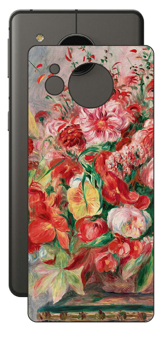 AQUOS sense7 plus用 背面 保護 フィルム 名画 プリント ルノワール 花々のバスケット（ ピエール＝オーギュスト・ルノワール Pierre-Auguste Renoir ）