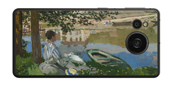 AQUOS sense7 plus用 背面 保護 フィルム 名画プリント クロード・モネ （ Claude Monet ) セーヌ河岸、ベンヌクール
