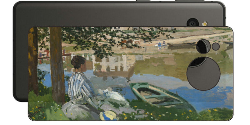 AQUOS sense7 plus用 背面 保護 フィルム 名画プリント クロード・モネ （ Claude Monet ) セーヌ河岸、ベンヌクール