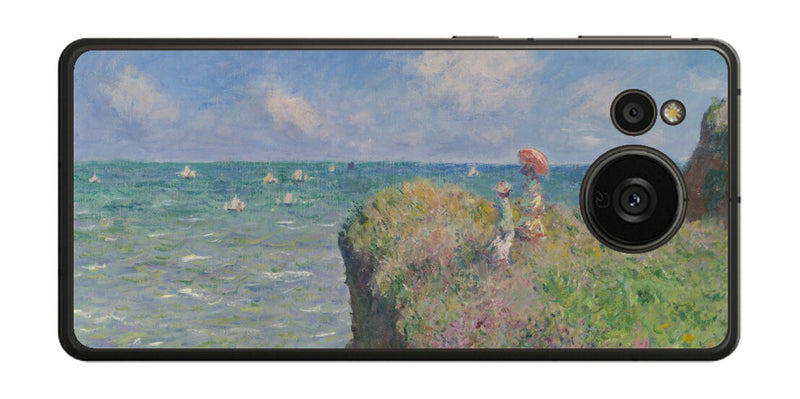 AQUOS sense7 plus用 背面 保護 フィルム 名画プリント クロード・モネ （ Claude Monet ) プールヴィルの断崖の上の散歩