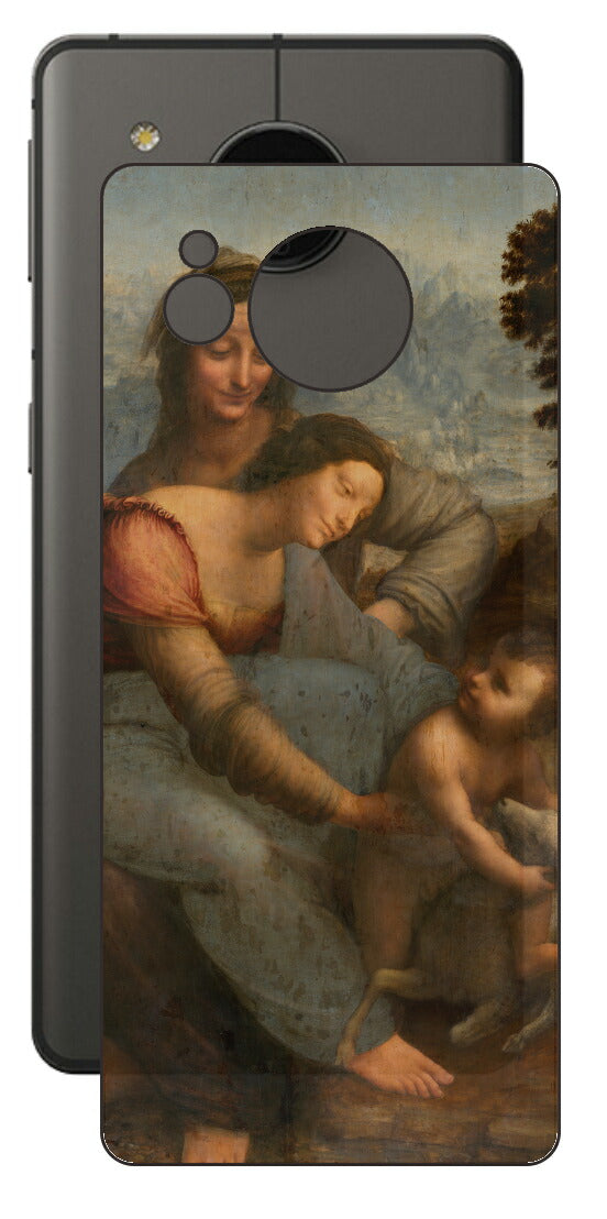 AQUOS sense7 plus用 背面 保護 フィルム 名画 プリント ダ・ヴィンチ 聖アンナと聖母子（ レオナルド・ダ・ヴィンチ Leonardo da Vinci ）