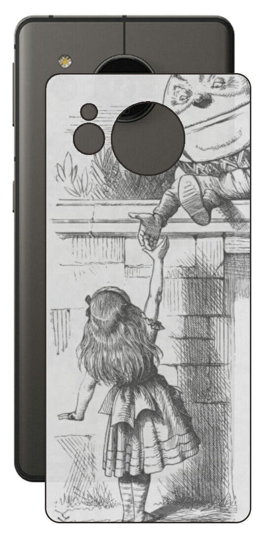 AQUOS sense7 plus用 背面 保護 フィルム 名画プリント ジョン・テニエル （ John Tenniel ) ハンプティ・ダンプティ